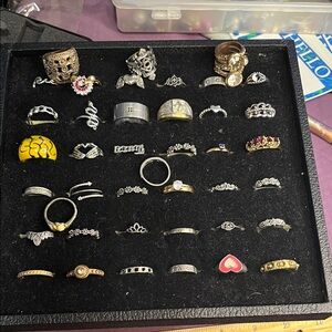 Elegant Silver and Gold Ring Set Mistery bundle 41 rings different sizes
